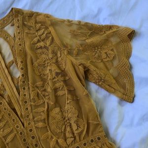 Mustard yellow lace romper/dress